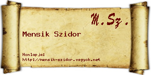 Mensik Szidor névjegykártya